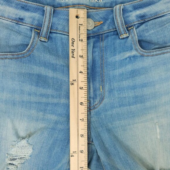 American Eagle Super Stretch Jegging Womens 8L Whiskered Distressed Ripped Denim - Picture 4 of 15